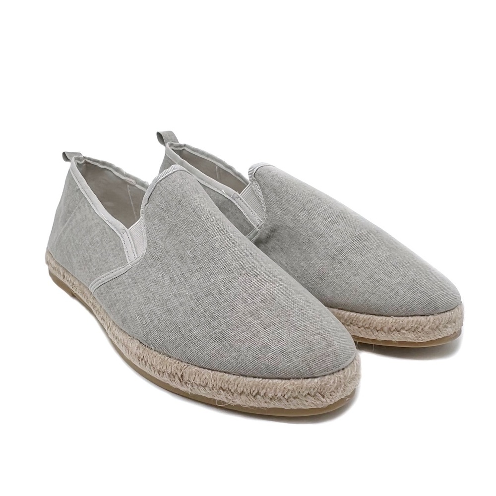 Journee Collection Daphne Linen Espadrille Flats Grey Size 10 - Picture 2 of 11